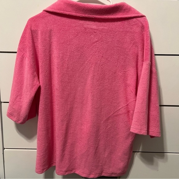 Elan Tabitha Pink Terry Cloth Top - Picture 3 of 4